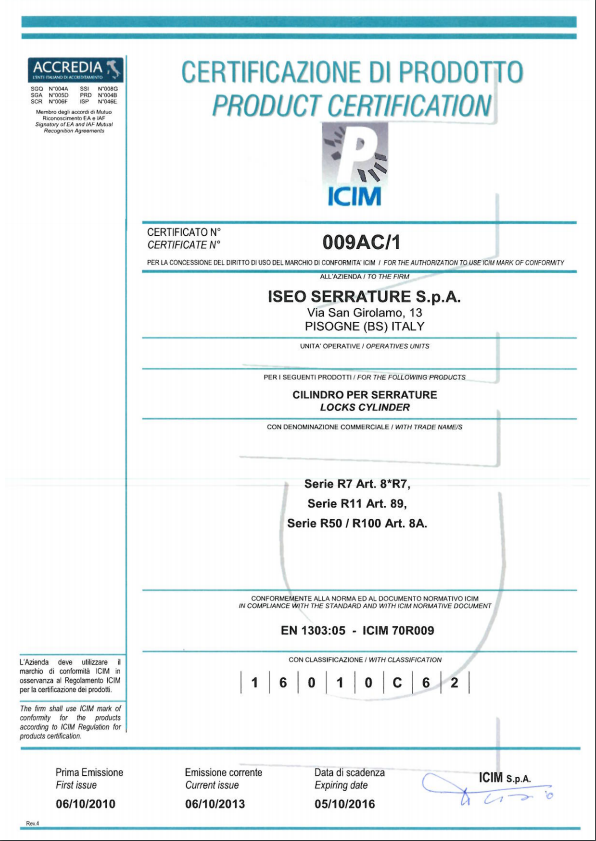 Certificación ISEO R7